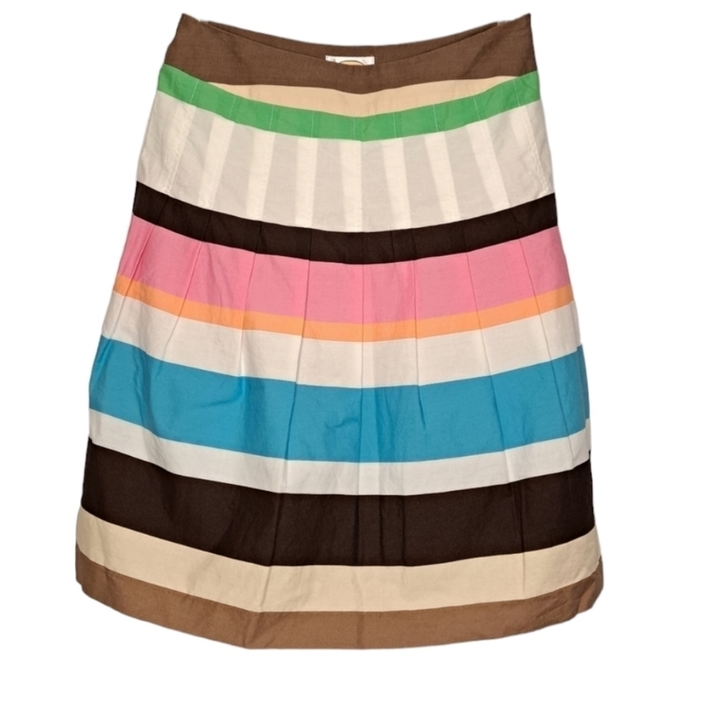 TALBOTS - Multicolored Striped, Pleated & Lined Midi Skirt - Size 6 - EUC